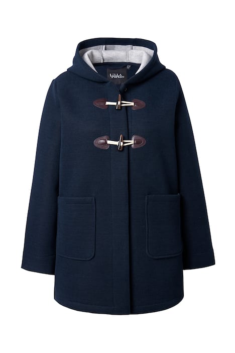 HYPRAR duffle coat, dvouvrstvé piké, kapuce, přepínací knoflíky