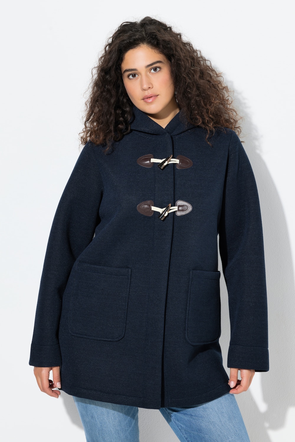 Große Größen HYPRAR Dufflecoat, Damen, blau, Größe: 46/48, Viskose, Ulla Popken