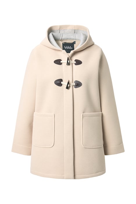 HYPRAR duffle coat, dvouvrstvé piké, kapuce, přepínací knoflíky