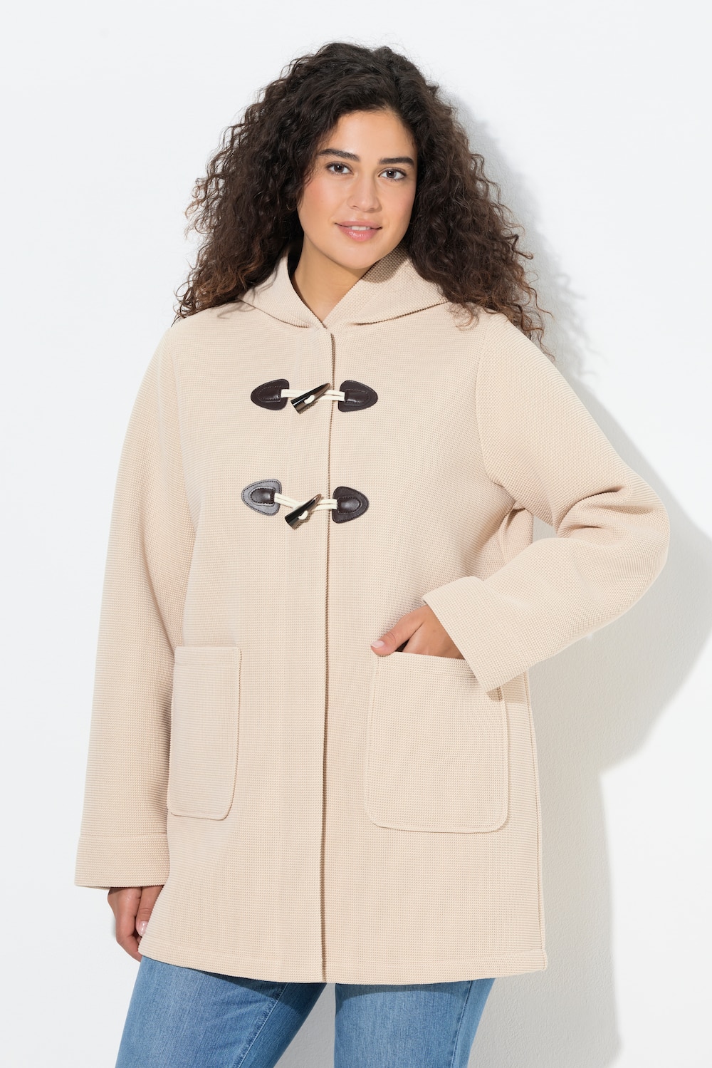 Große Größen HYPRAR Dufflecoat, Damen, beige, Größe: 46/48, Viskose, Ulla Popken
