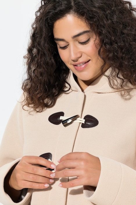 HYPRAR Dufflecoat, 2-Lagen-Piqué, Kapuze, Knebelknöpfe