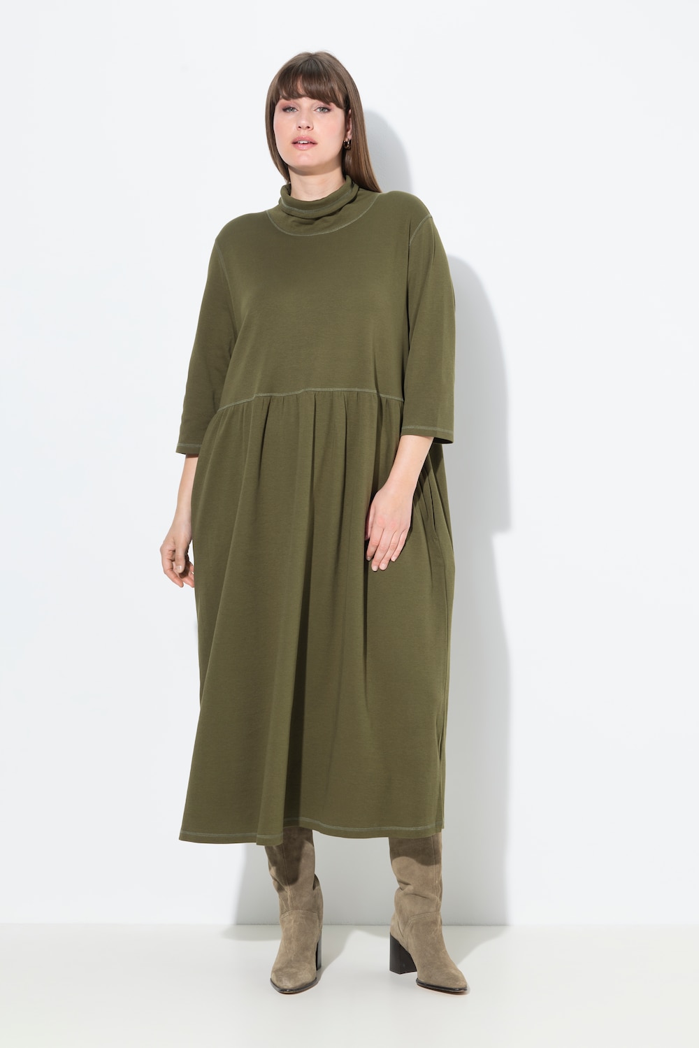 Große Größen Jersey-Maxikleid, Damen, grün, Größe: 58/60, Baumwolle, Ulla Popken