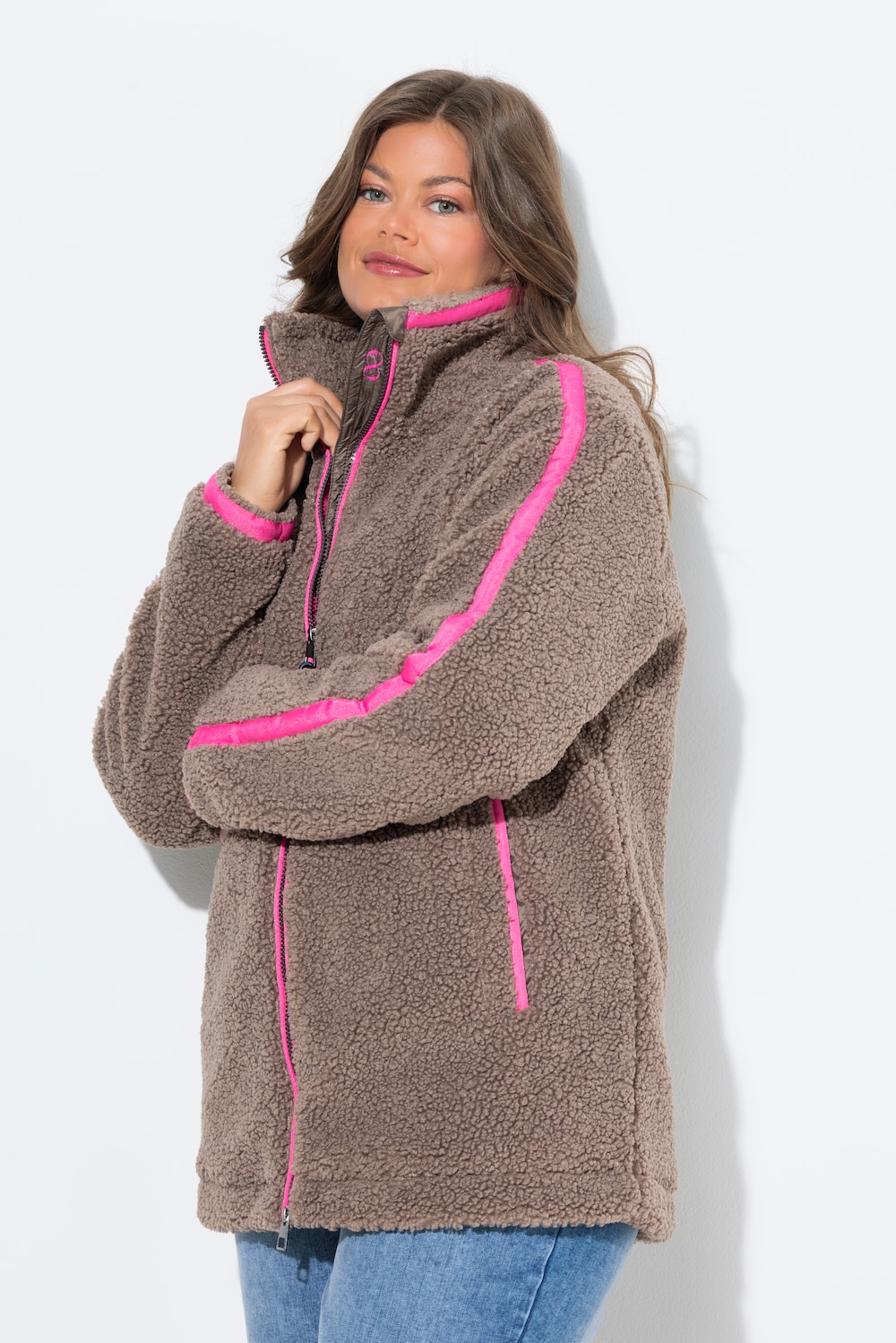 Große Größen Teddyjacke, Damen, braun, Größe: 56/58, Polyester, LAURASON