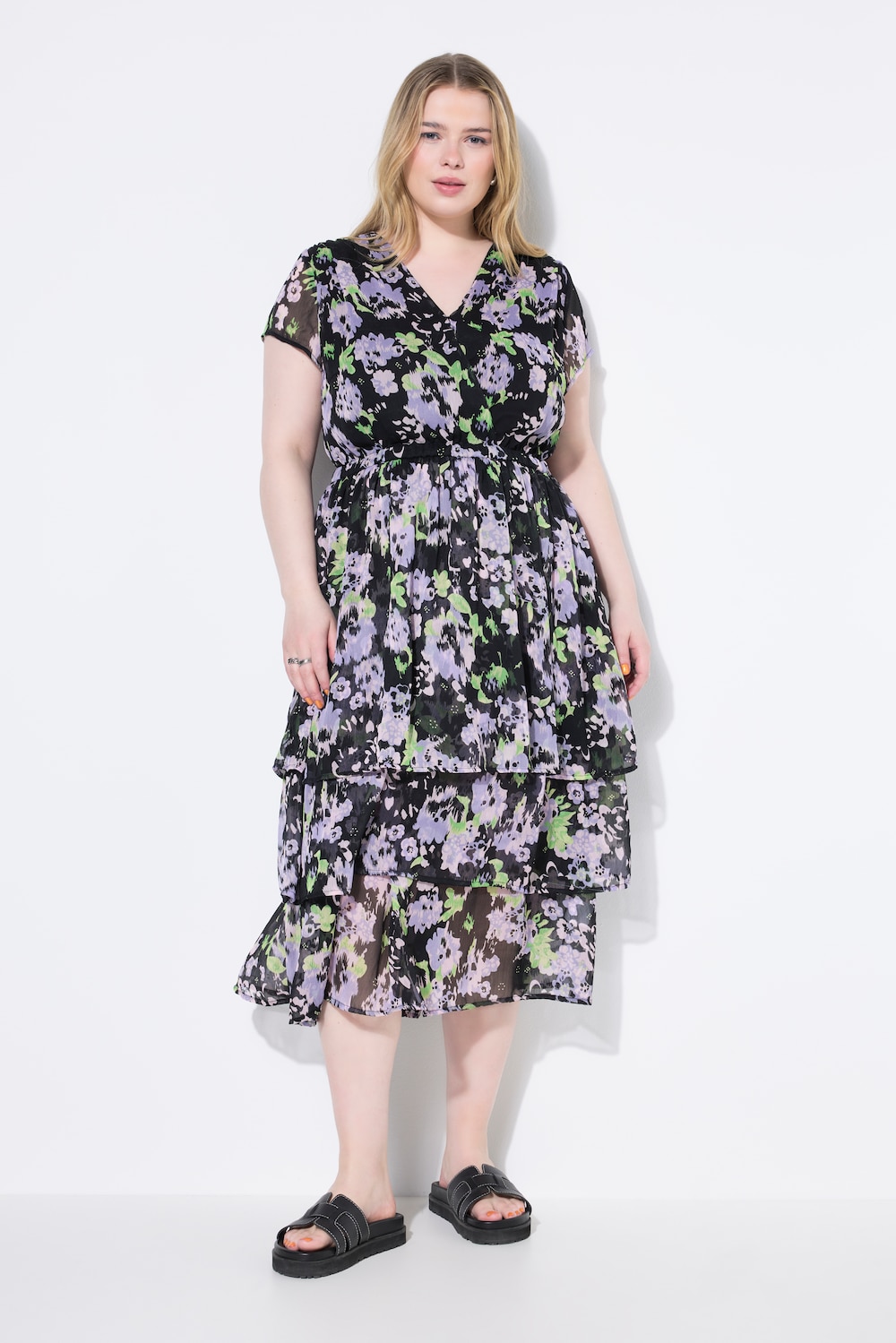 Große Größen Midikleid, Damen, blau, Größe: 54/56, Polyester/Baumwolle, Studio Untold