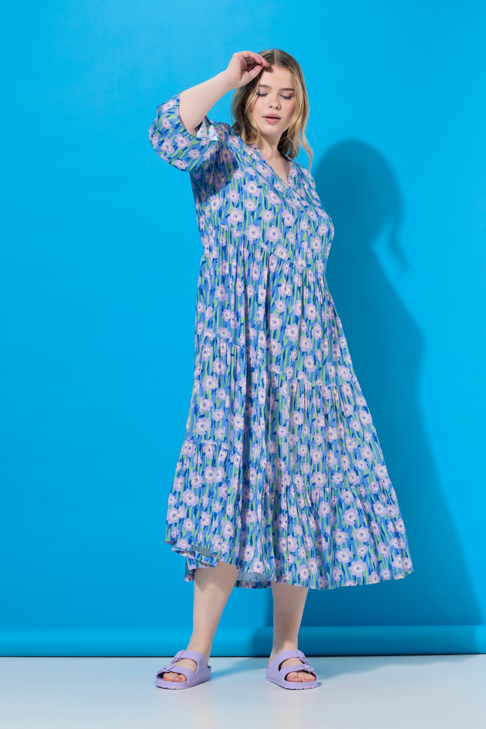 Maxi-jurk, bloemenprint, volants