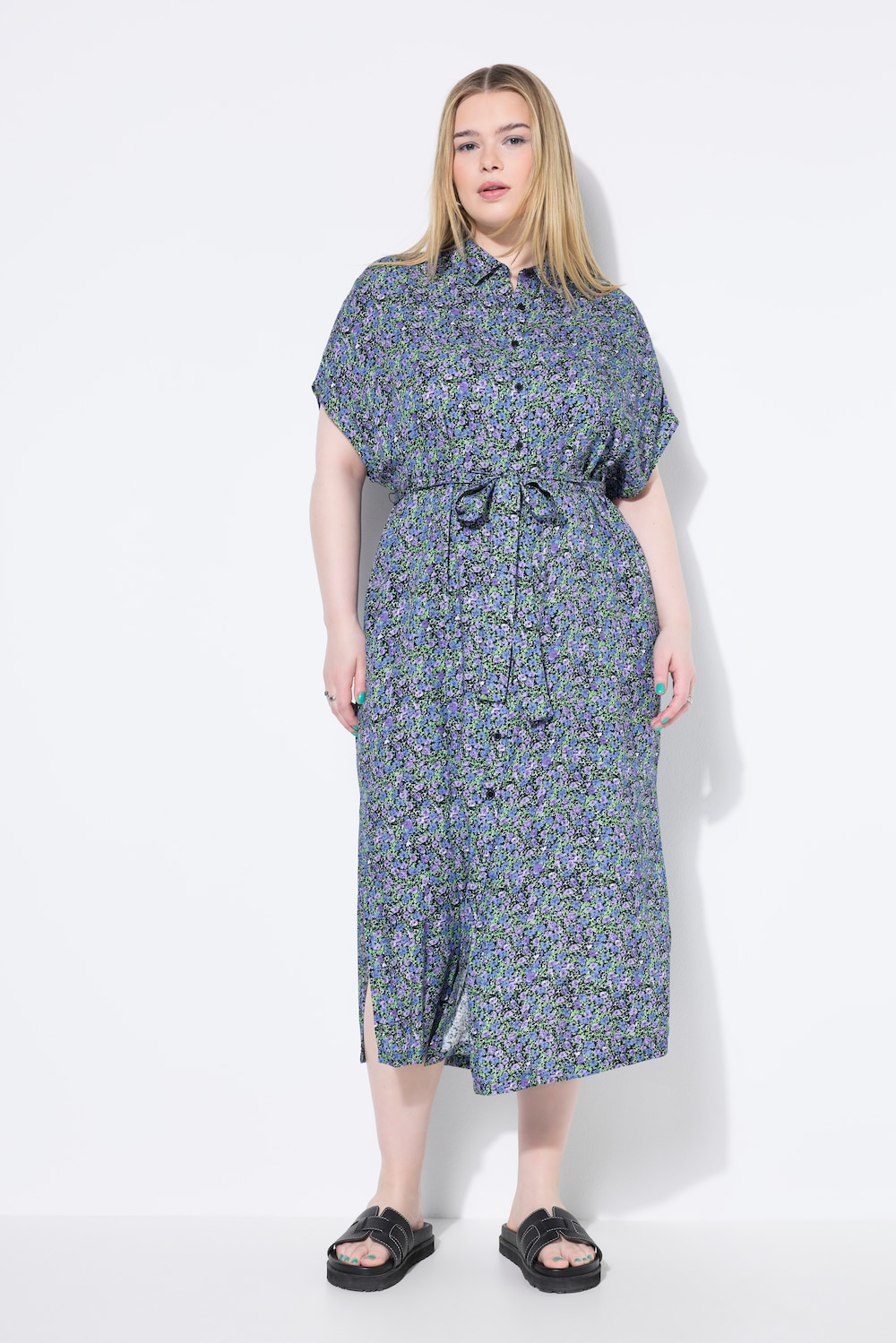 Maxikleid, Hemdblusenkleid, Flower-Print
