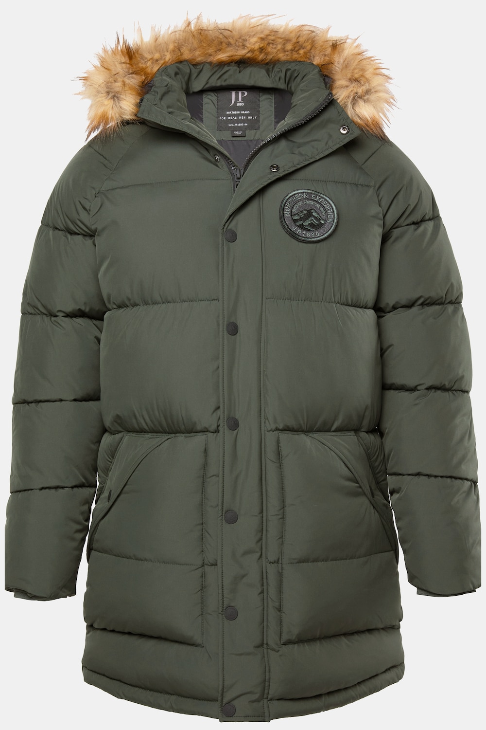 Parka matelassée à capuche JP 1880, flocage et fourrure synthétique - jusqu'au 8 XL