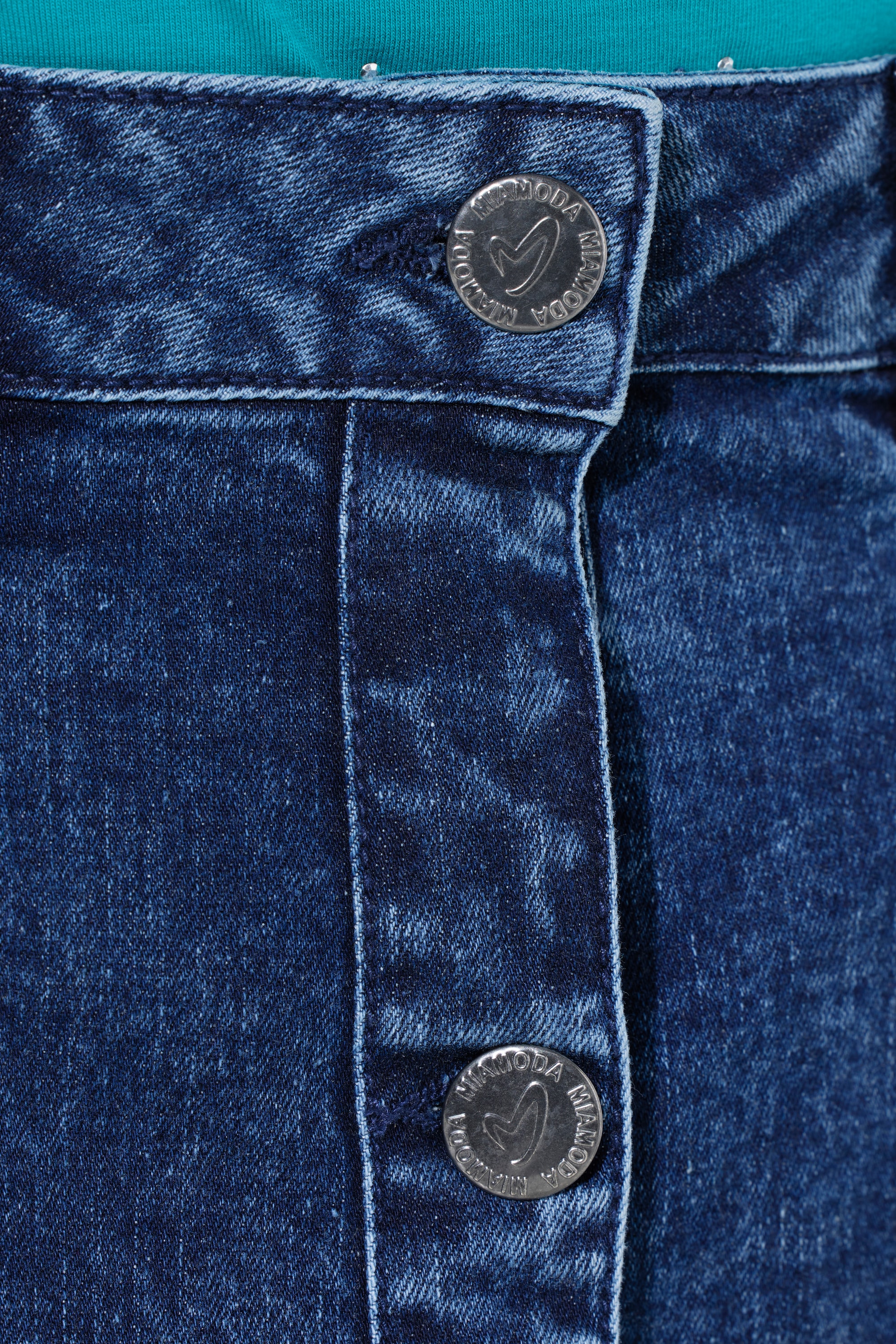 MIAMODA Damen große Größen Jeans Midirock A Linie Knopfleiste 841546