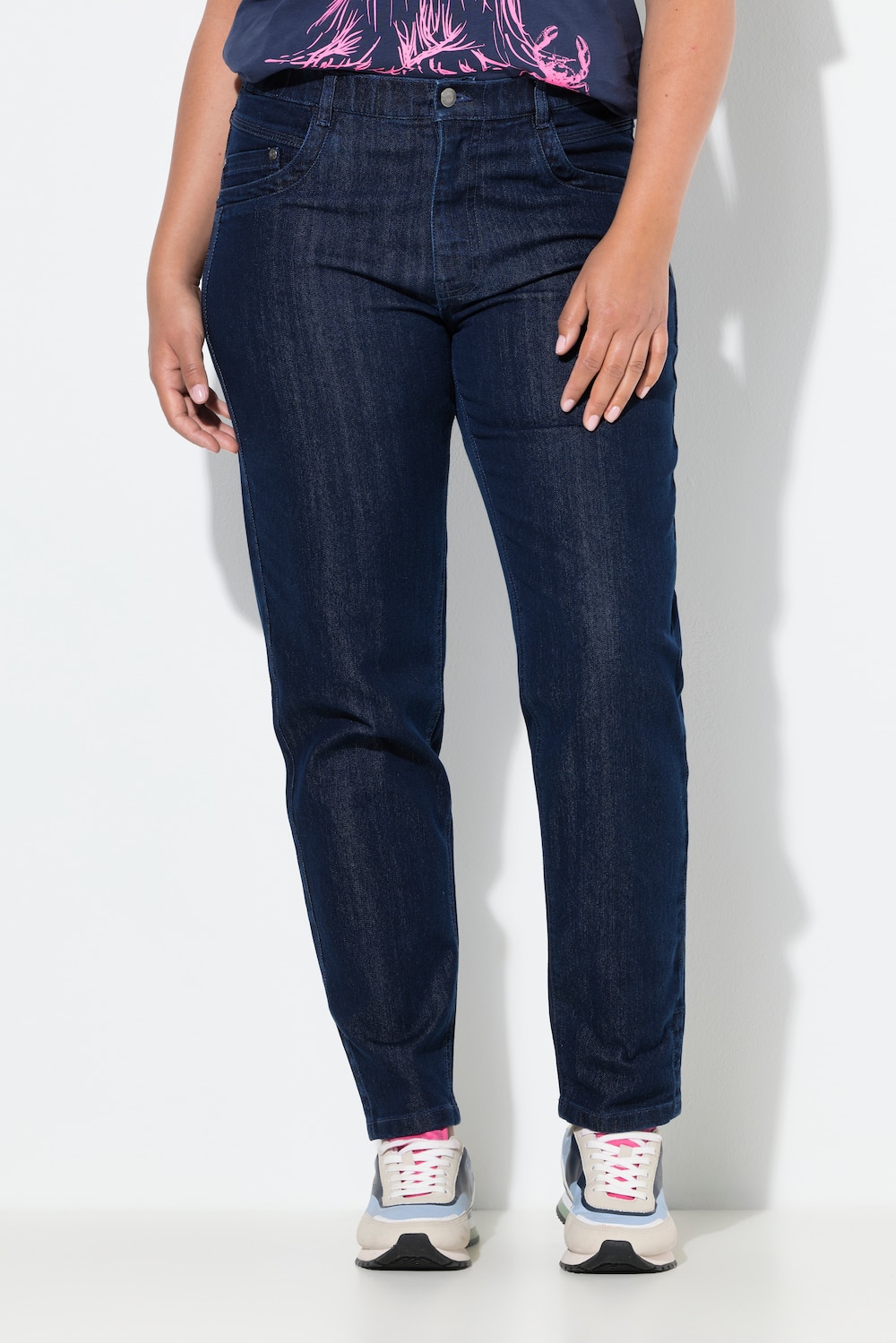 Große Größen Mom-Jeans, Damen, blau, Größe: 44, Baumwolle/Polyester, LAURASON