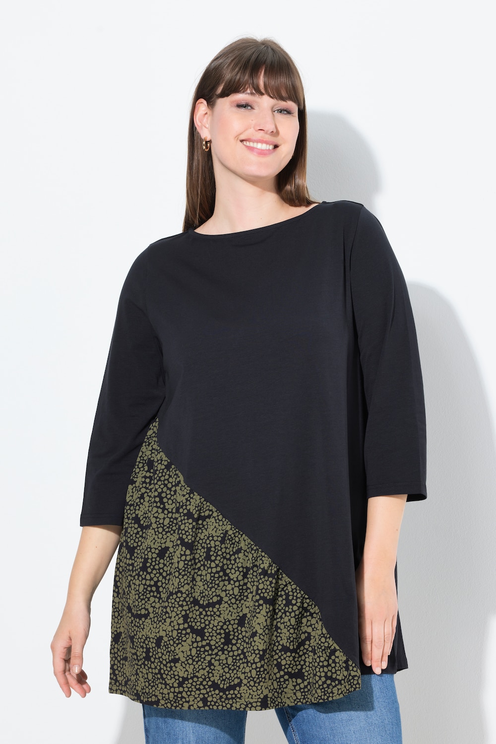 Große Größen T-Shirt, Damen, schwarz, Größe: 46/48, Baumwolle, Ulla Popken