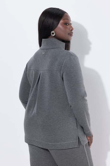 Sweatjacke, Stehkragen, 2-Wege-Zipper, Glitzerband