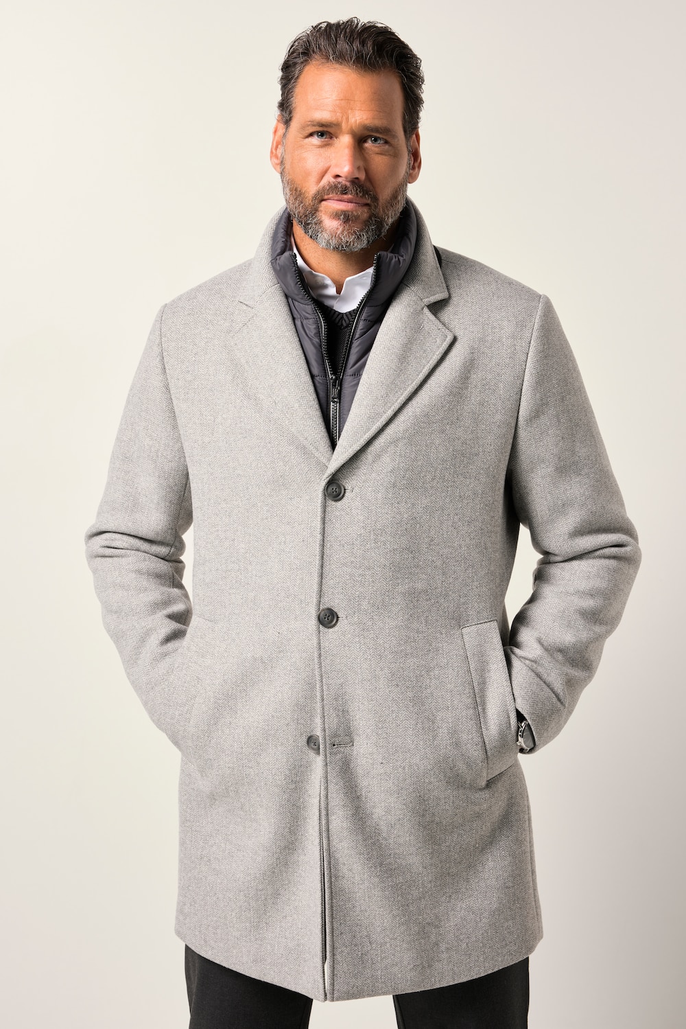 JP1880 Wollmix-Mantel, Wollanteil, Nylon-Einsatz, Reverskagen, bis 7 XL