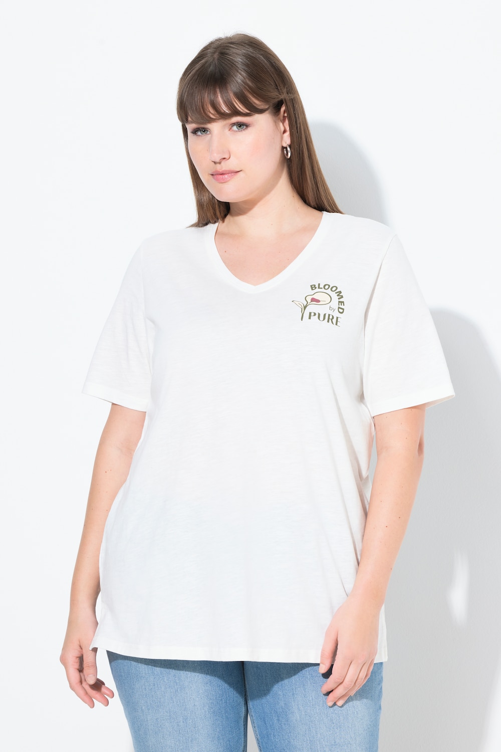 Große Größen T-Shirt, Damen, beige, Größe: 42/44, Baumwolle, Ulla Popken