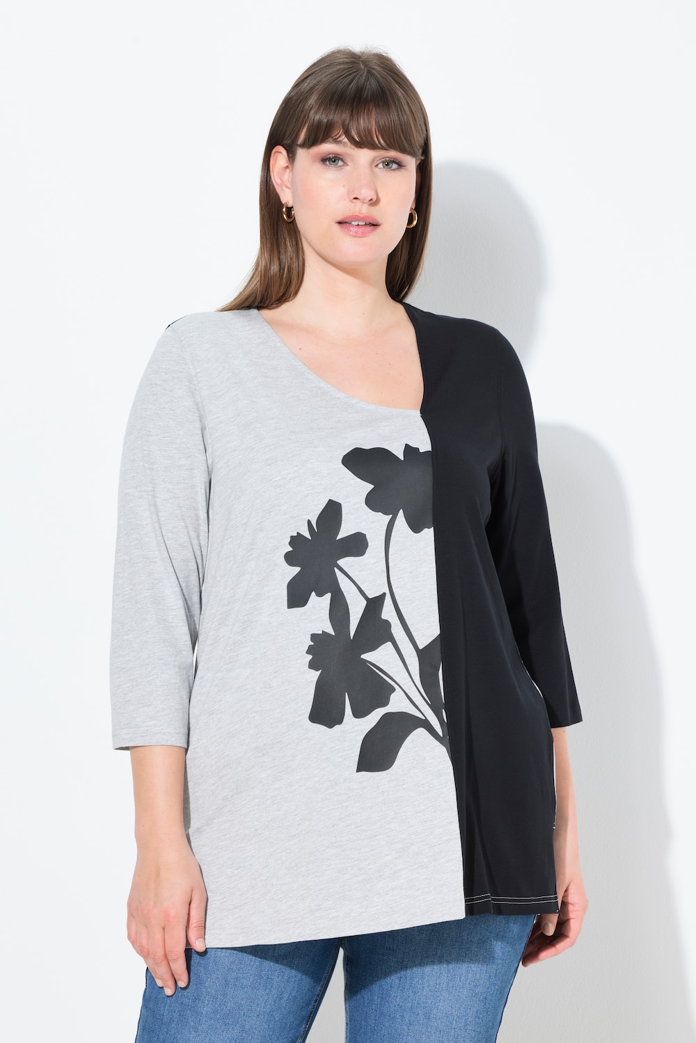 Große Größen Shirt, Damen, grau, Größe: 50/52, Baumwolle, Ulla Popken