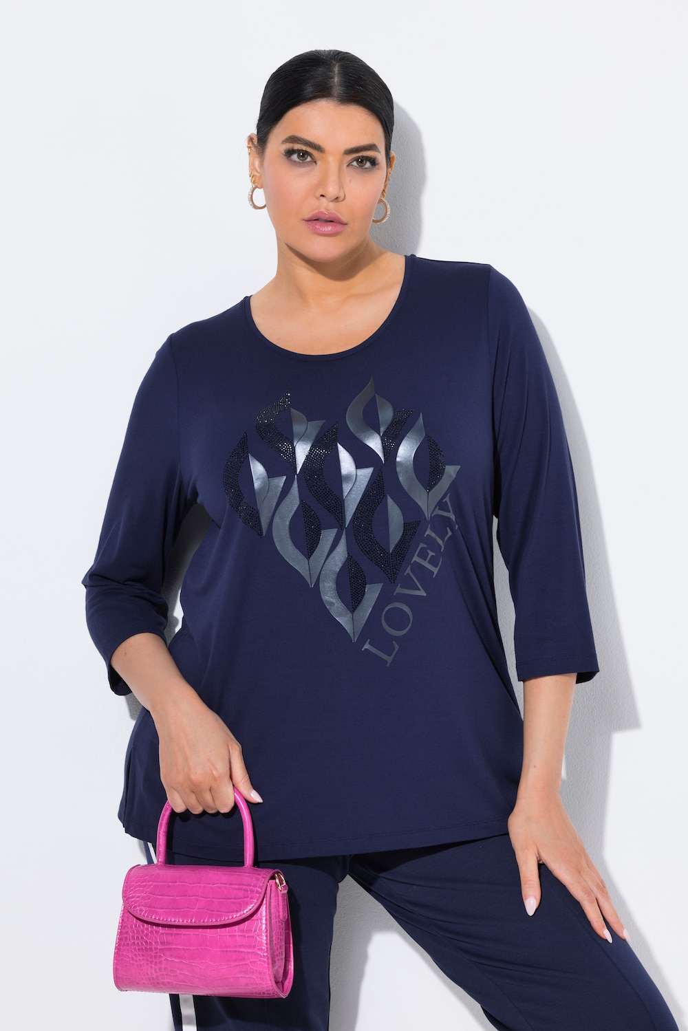 T-shirt, Lovely-motiv, klassisk, rund hals, 3/4-ærme