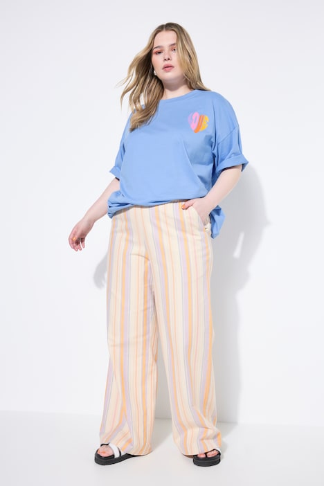 Hose, Wide Legs, Streifen, Zierschleife
