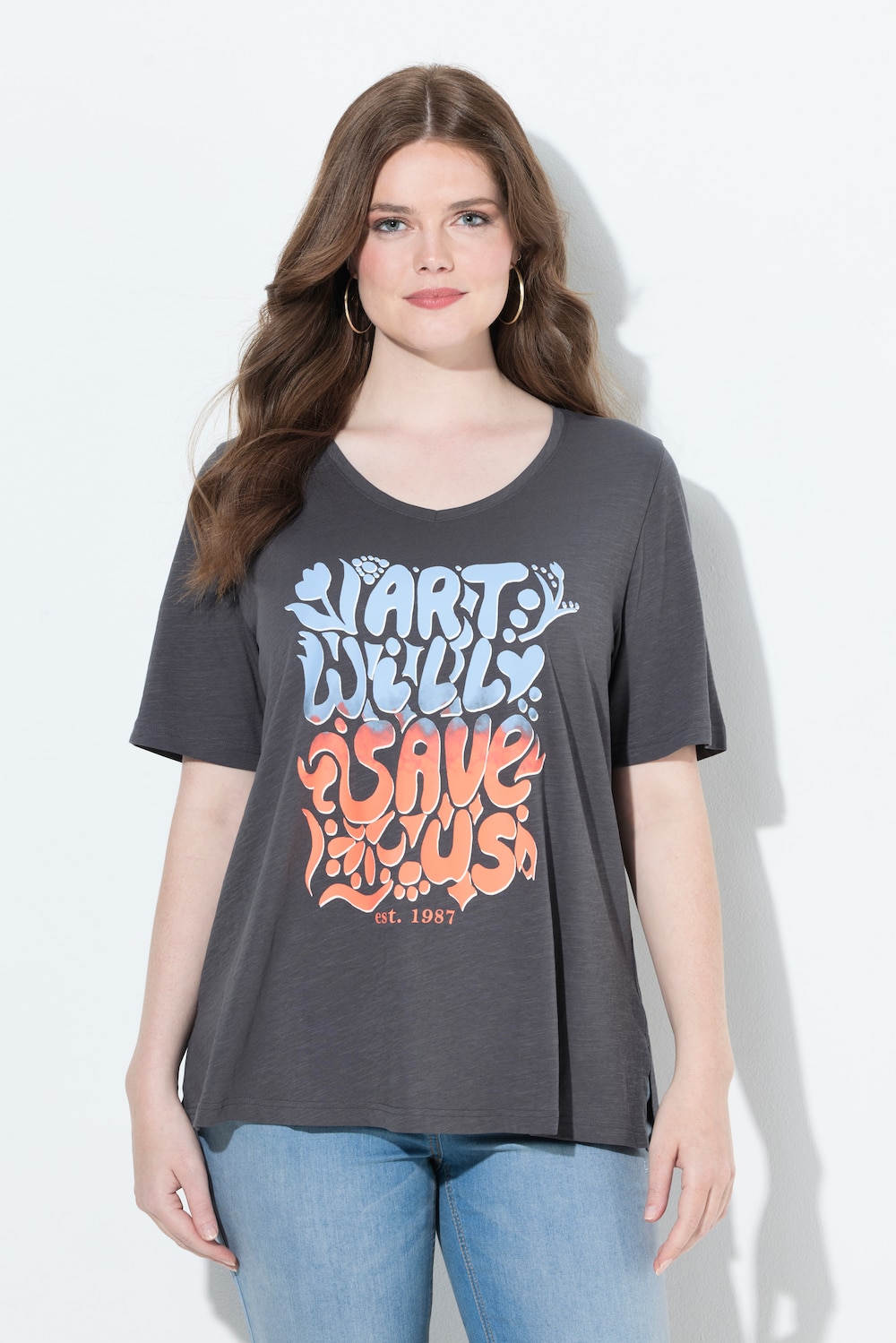 Große Größen T-Shirt, Damen, grau, Größe: 58/60, Baumwolle, Ulla Popken