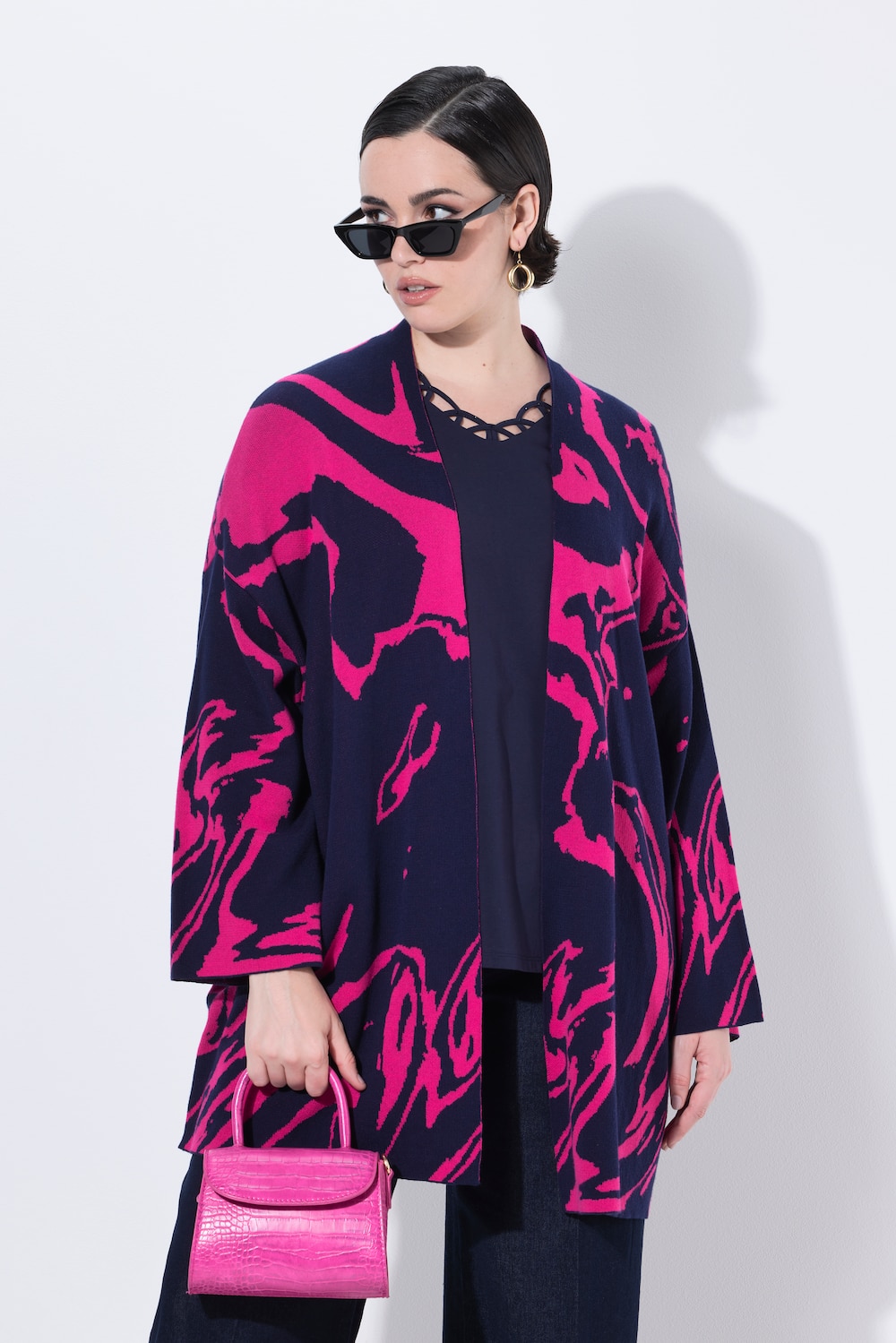 Vest, oversized, V-hals, 3/4-mouw