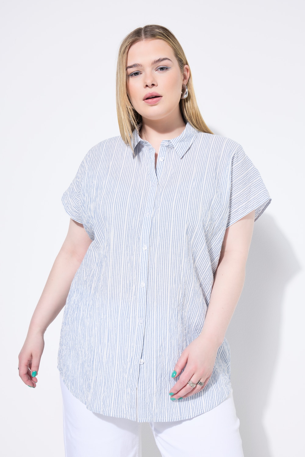 Große Größen Blusenshirt, Damen, blau, Größe: 54/56, Baumwolle, Studio Untold