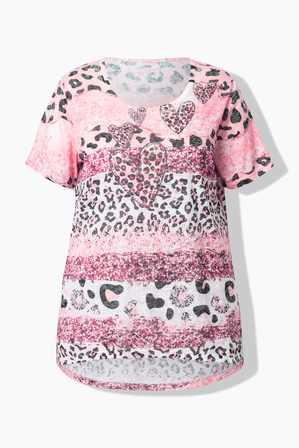 Stora storlekar T-shirt, Dam, rosa, storlek: 60, Polyester/Viskos, Mia Moda