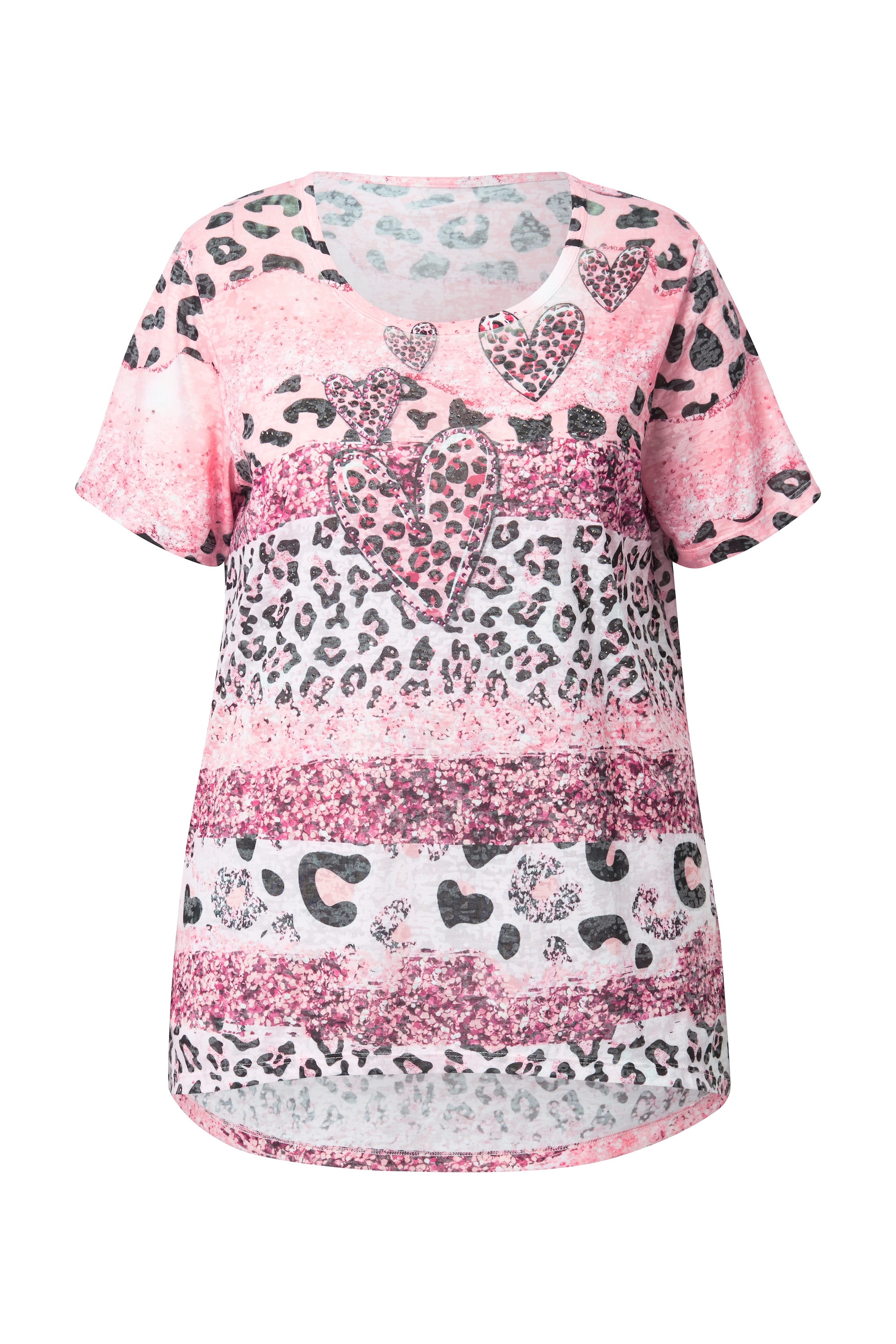 MIAMODA Damen große Größen T Shirt A Linie Leo Streifen Herz 841642
