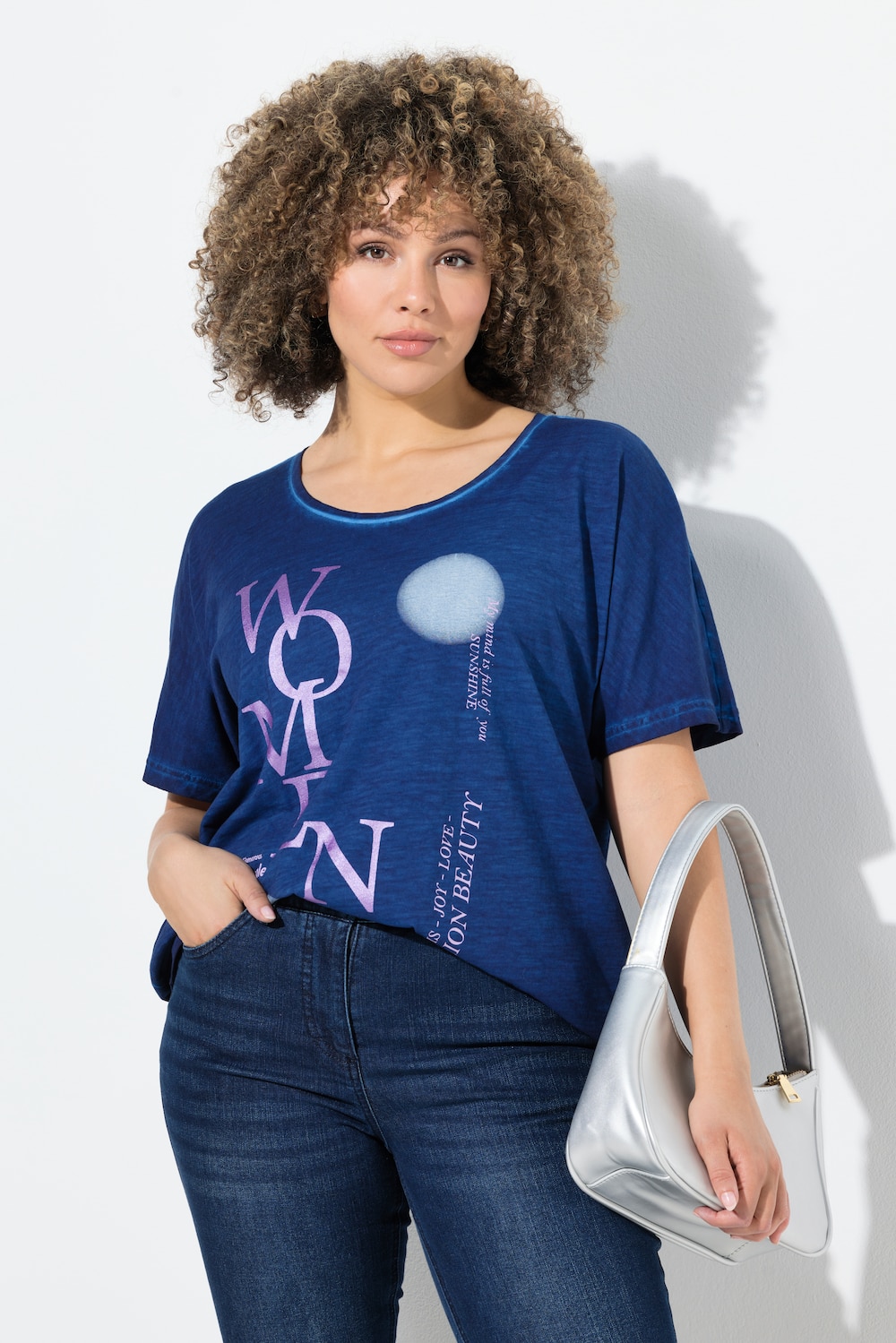 T-shirt, tekstmotief, oversized, ronde hals, korte mouw