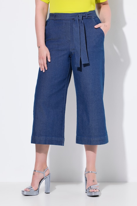 Jeans-Culotte, Elastikbund mit Bindegürtel