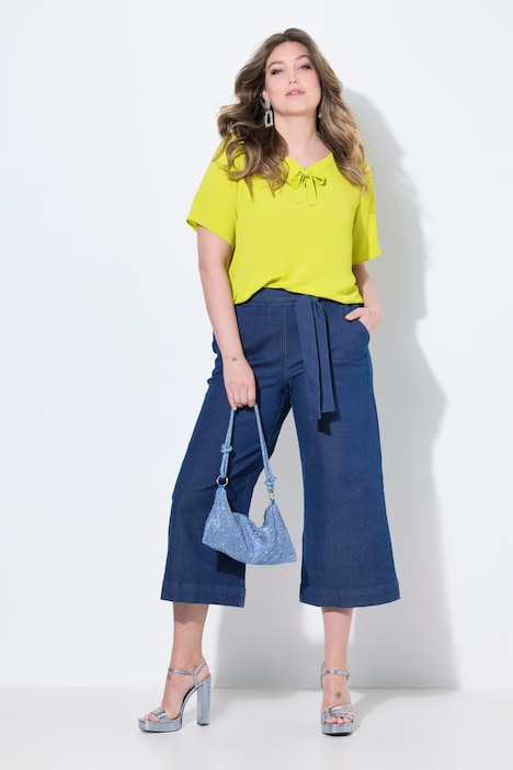 Jeans-Culotte, Elastikbund mit Bindegürtel
