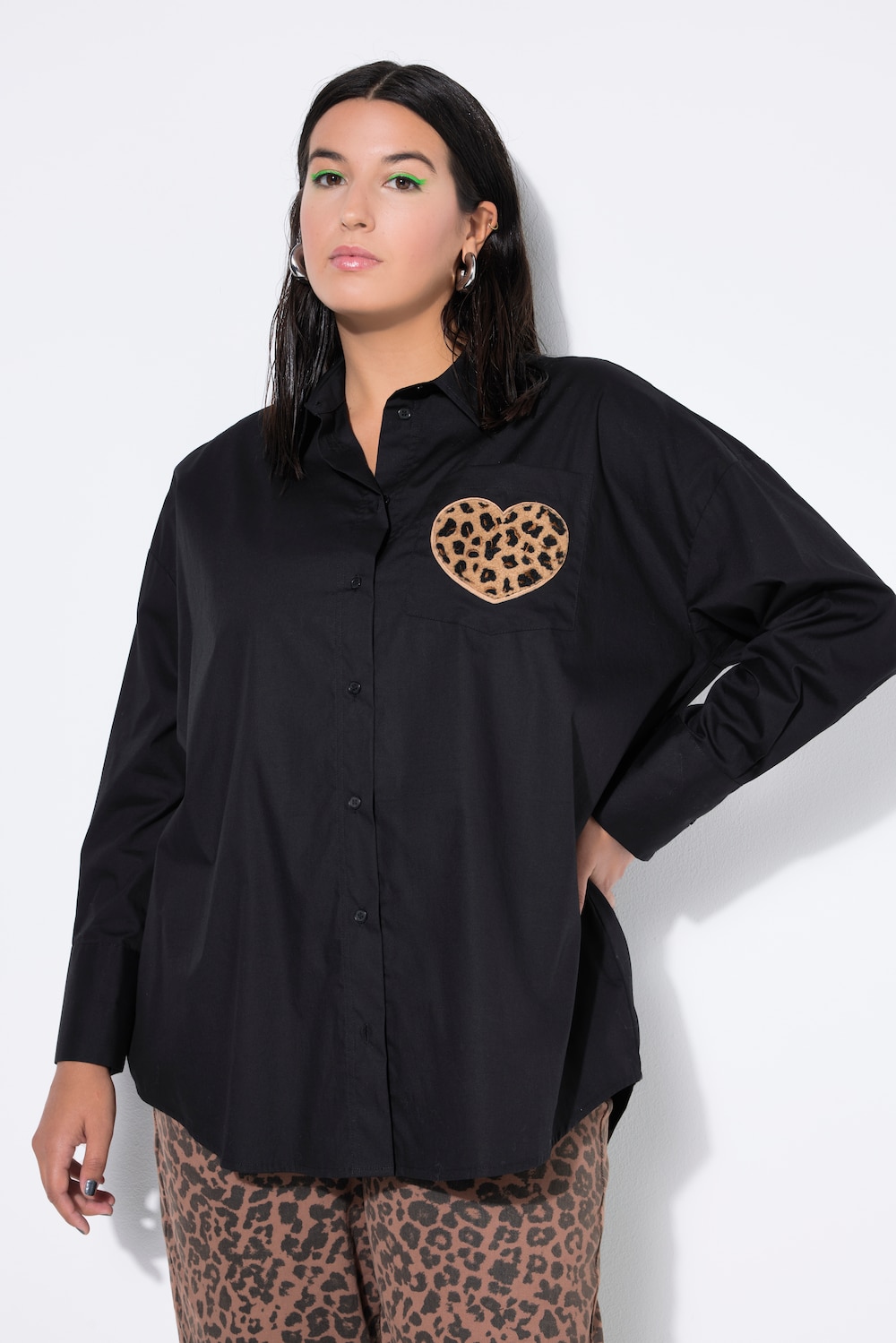 Thumbnail - Große Größen Hemdbluse, Damen, schwarz, Größe: 54/56, Baumwolle, Studio Untold