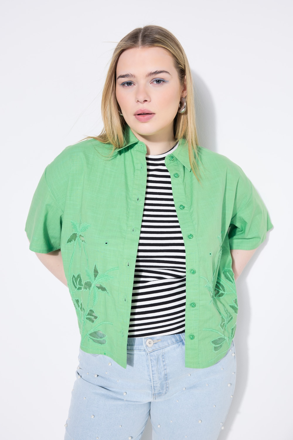 Große Größen Hemdbluse, Damen, grün, Größe: 42/44, Baumwolle, Studio Untold