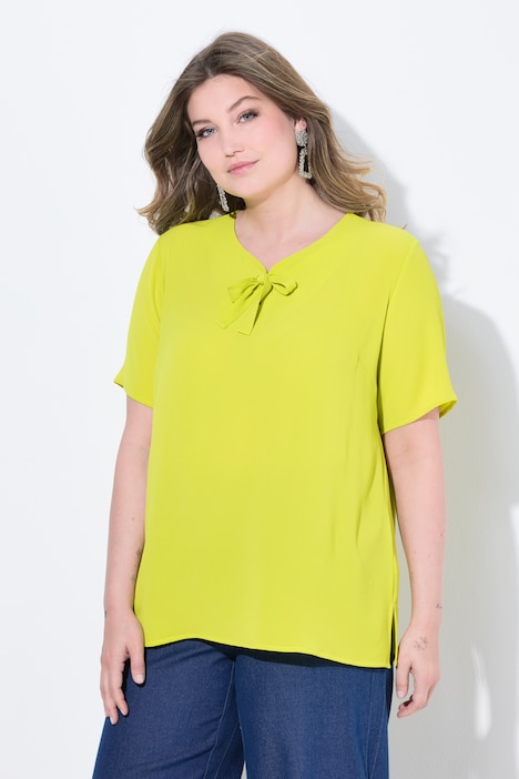 Blusenshirt, A-Linie, Bindeband am Ausschnitt