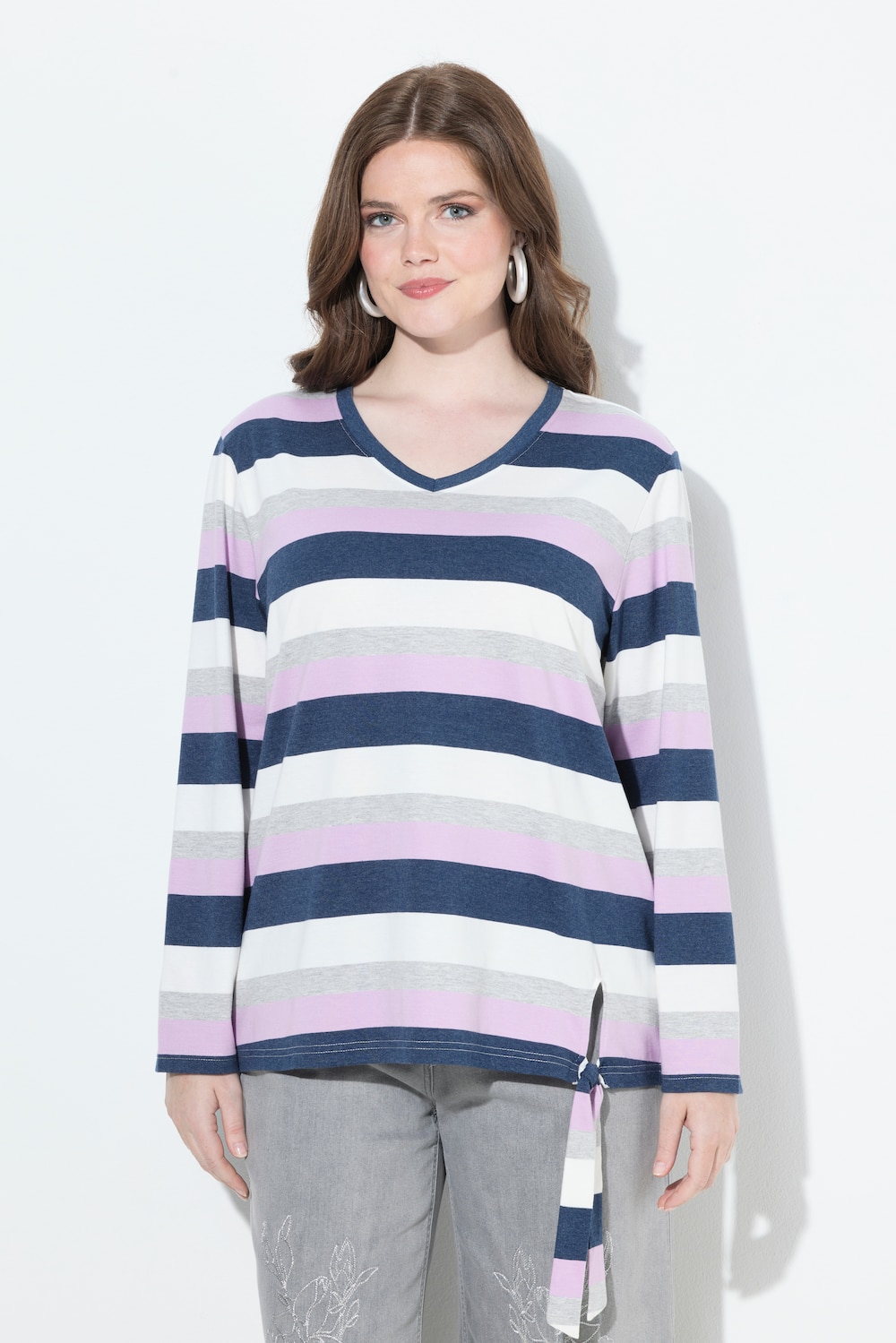 Große Größen Ringelshirt, Damen, lila, Größe: 54/56, Baumwolle/Polyester, Ulla Popken