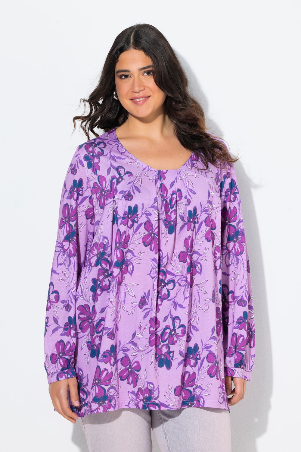 Große Größen Shirt, Damen, lila, Größe: 50/52, Baumwolle/Synthetische Fasern, Ulla Popken