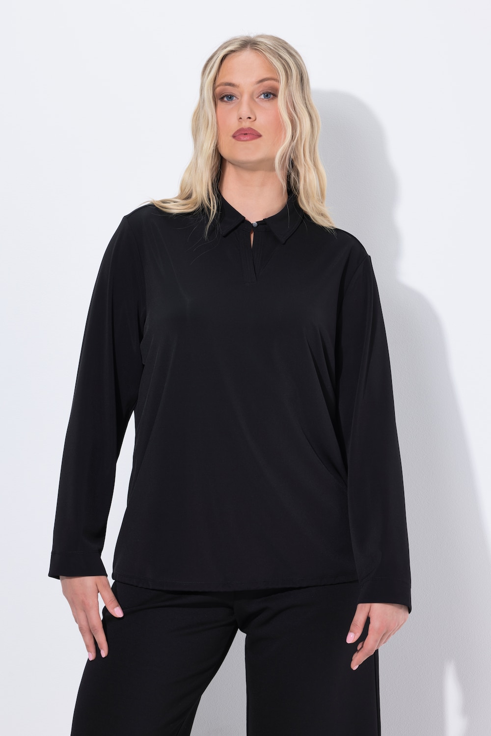 Große Größen Jerseybluse, Damen, schwarz, Größe: 54/56, Polyester, Ulla Popken