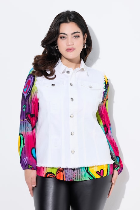 Jeansweste, offene Kanten, gerundeter Saum