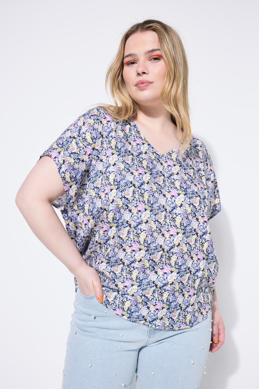 Blusenshirt, oversized, Flowerprint
