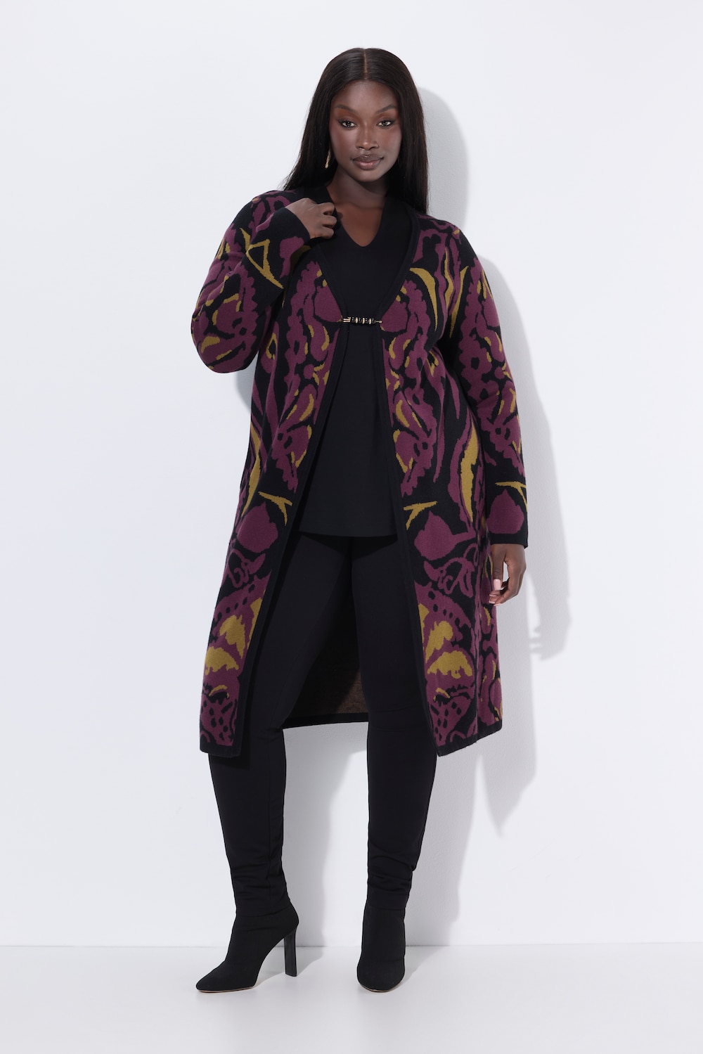 Thumbnail - Große Größen Long-Strickjacke, Damen, schwarz, Größe: 54/56, Viskose/Polyester/Synthetische Fasern, Ulla Popken