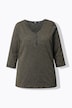 Shirt, Glitzerstreifen, V-Ausschnitt , 3/4-Arm