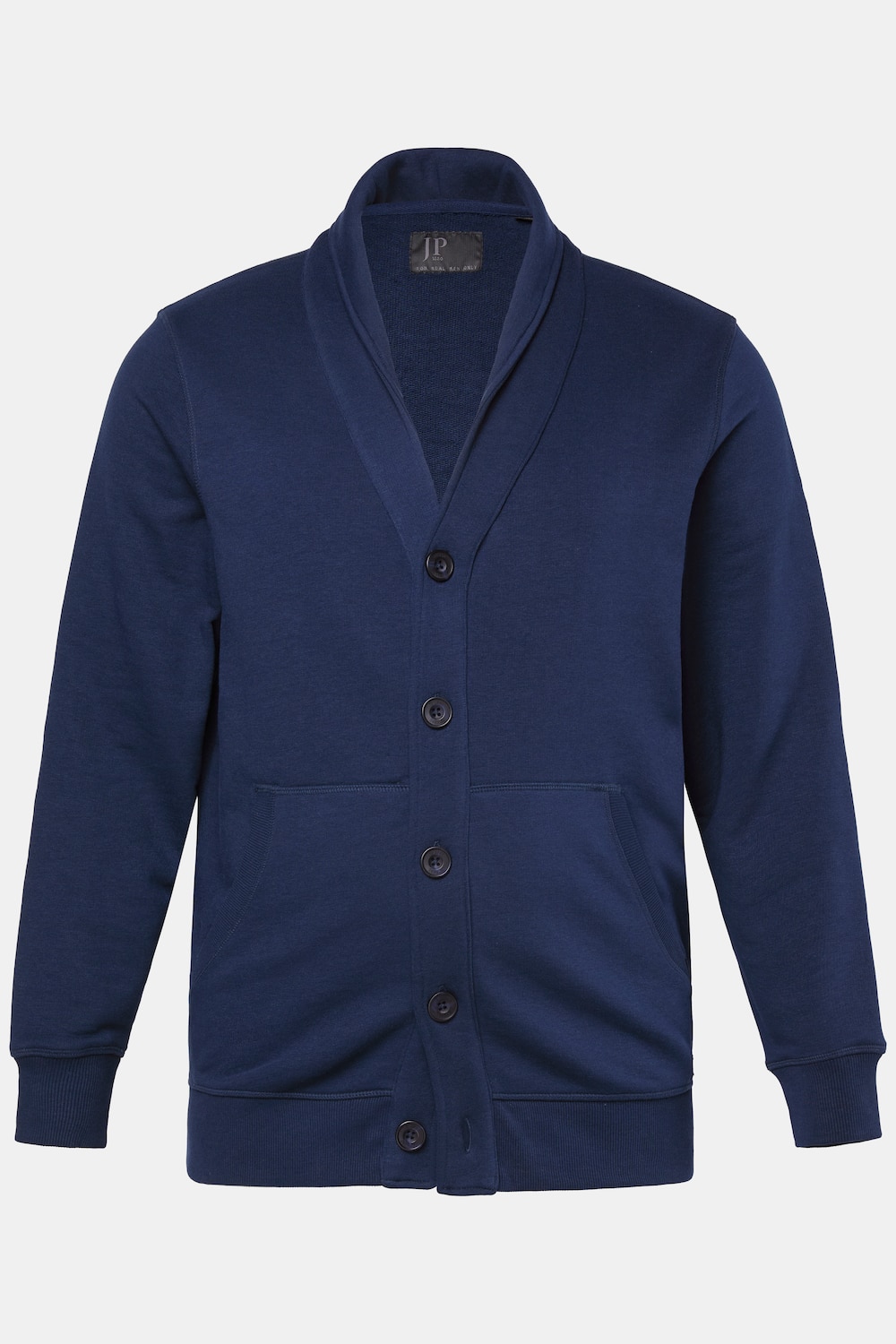 Veste en molleton JP 1880, col chÃ¢le, poche kangourou et patte de boutonnage - jusqu'au 8 XL