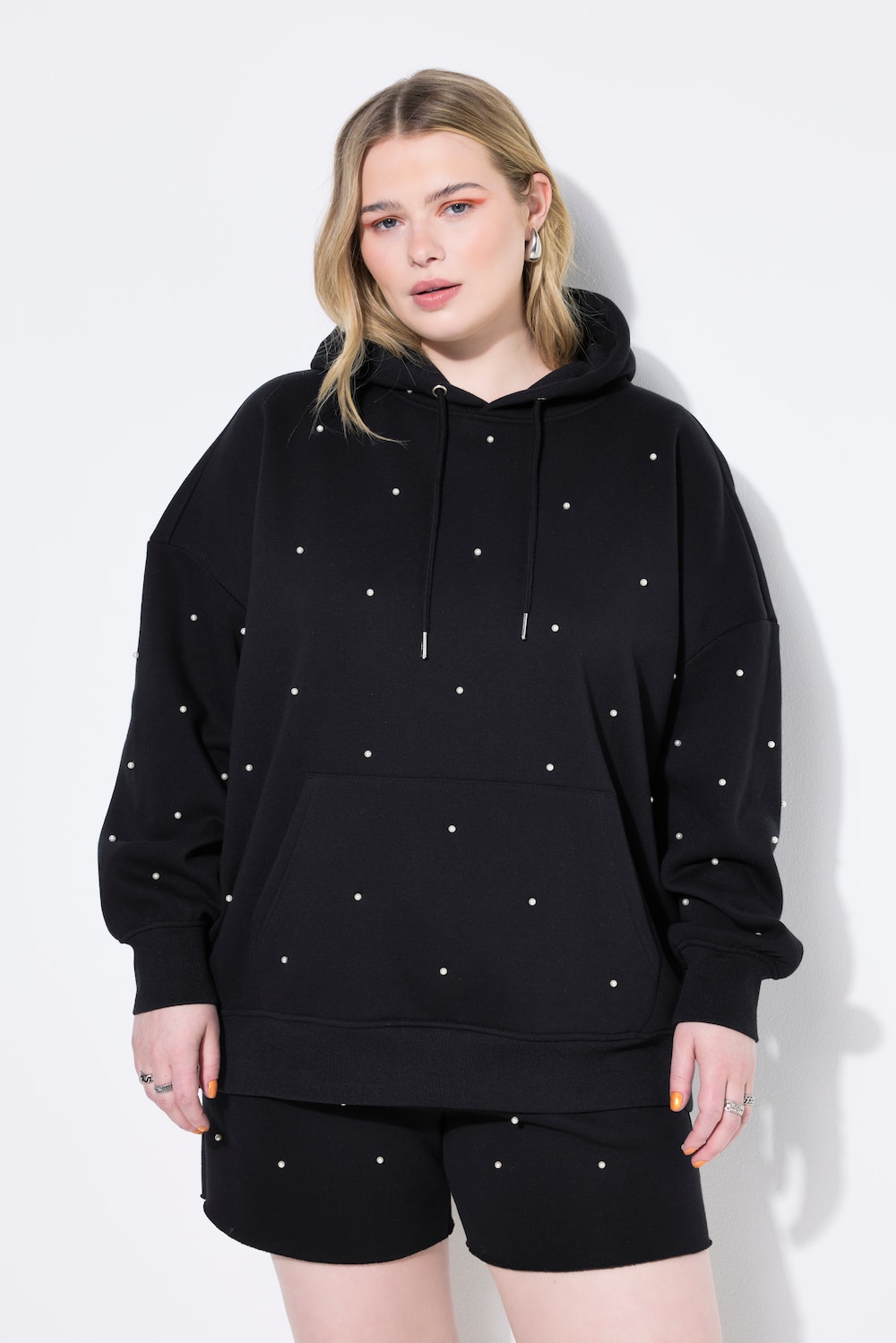 Hoodie, Oversize Shape, Kapuze, Zierperlen