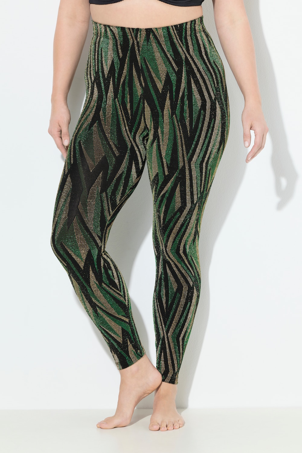 Große Größen Strumpf-Leggings, Damen, grün, Größe: 58/60, Synthetische Fasern/Metallische Fasern, Ulla Popken