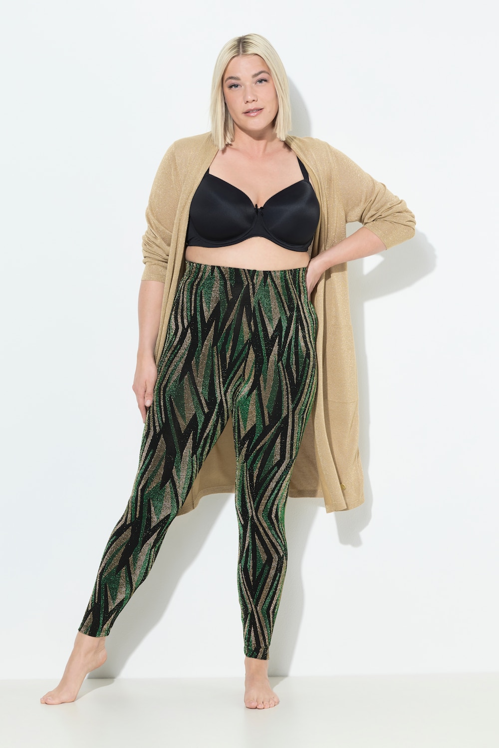 Strumpf-Leggings, Streifenmuster, Glitter