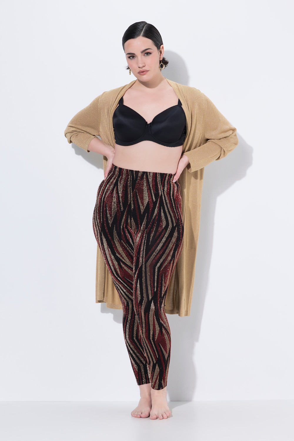 Strumpf-Leggings, Streifenmuster, Glitter