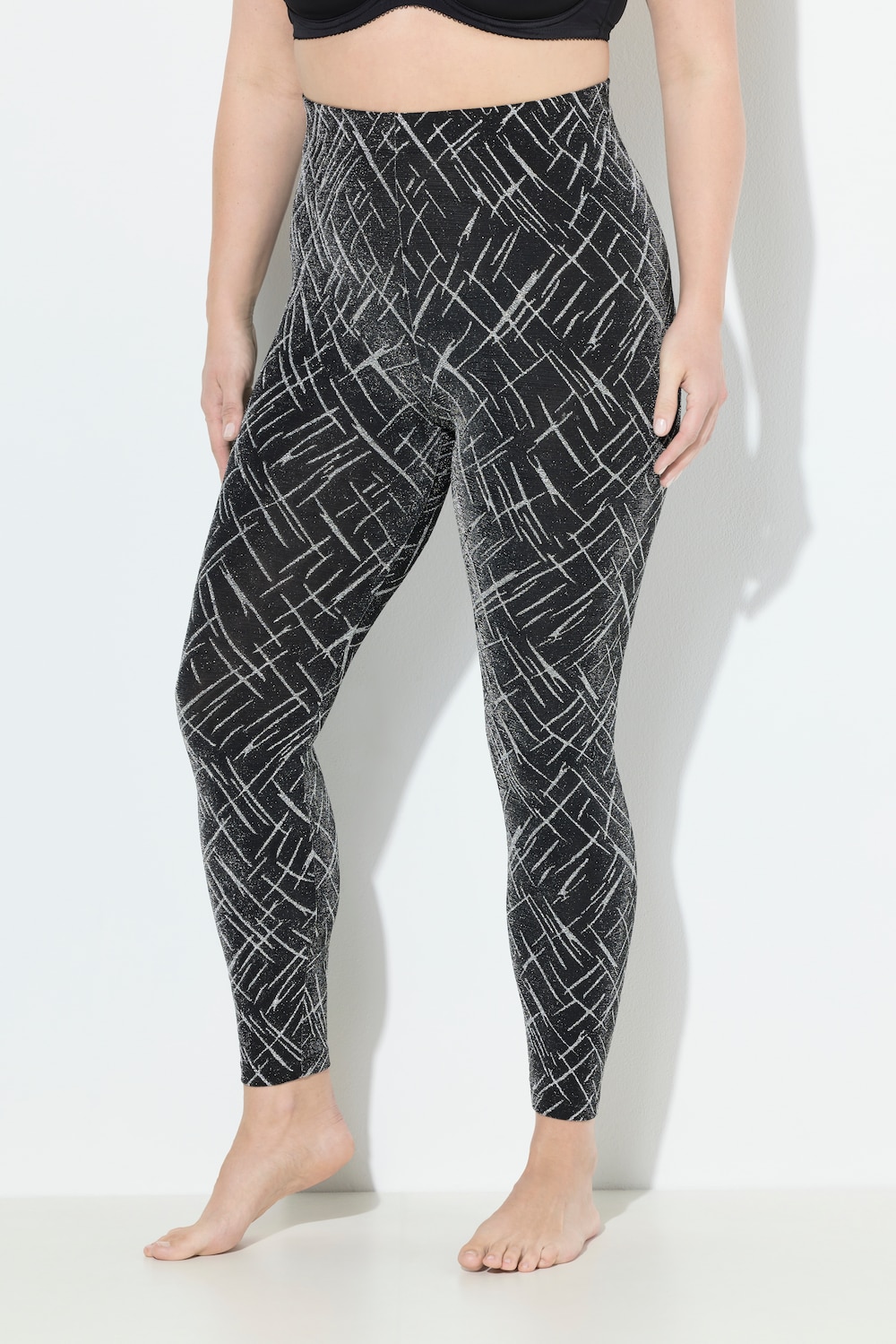 Große Größen Strumpf-Leggings, Damen, grau, Größe: 50/52, Synthetische Fasern/Metallische Fasern, Ulla Popken