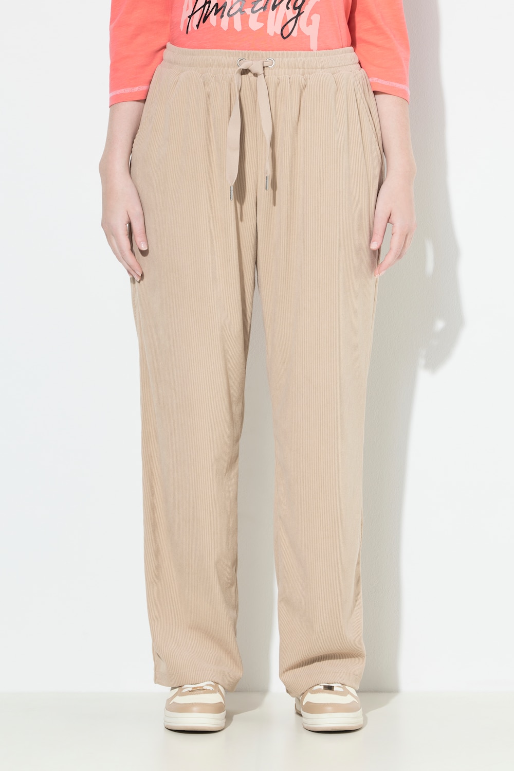 Große Größen Cord-Schlupfhose Rose, Damen, beige, Größe: 58/60, Polyester, Ulla Popken