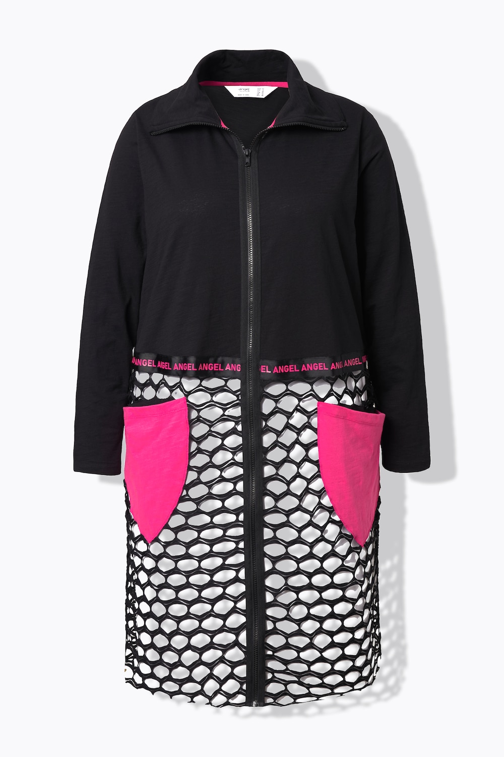Stora storlekar Skjortjacka, Dam, svart, storlek: 42, Polyester/Bomull, Angel of Style