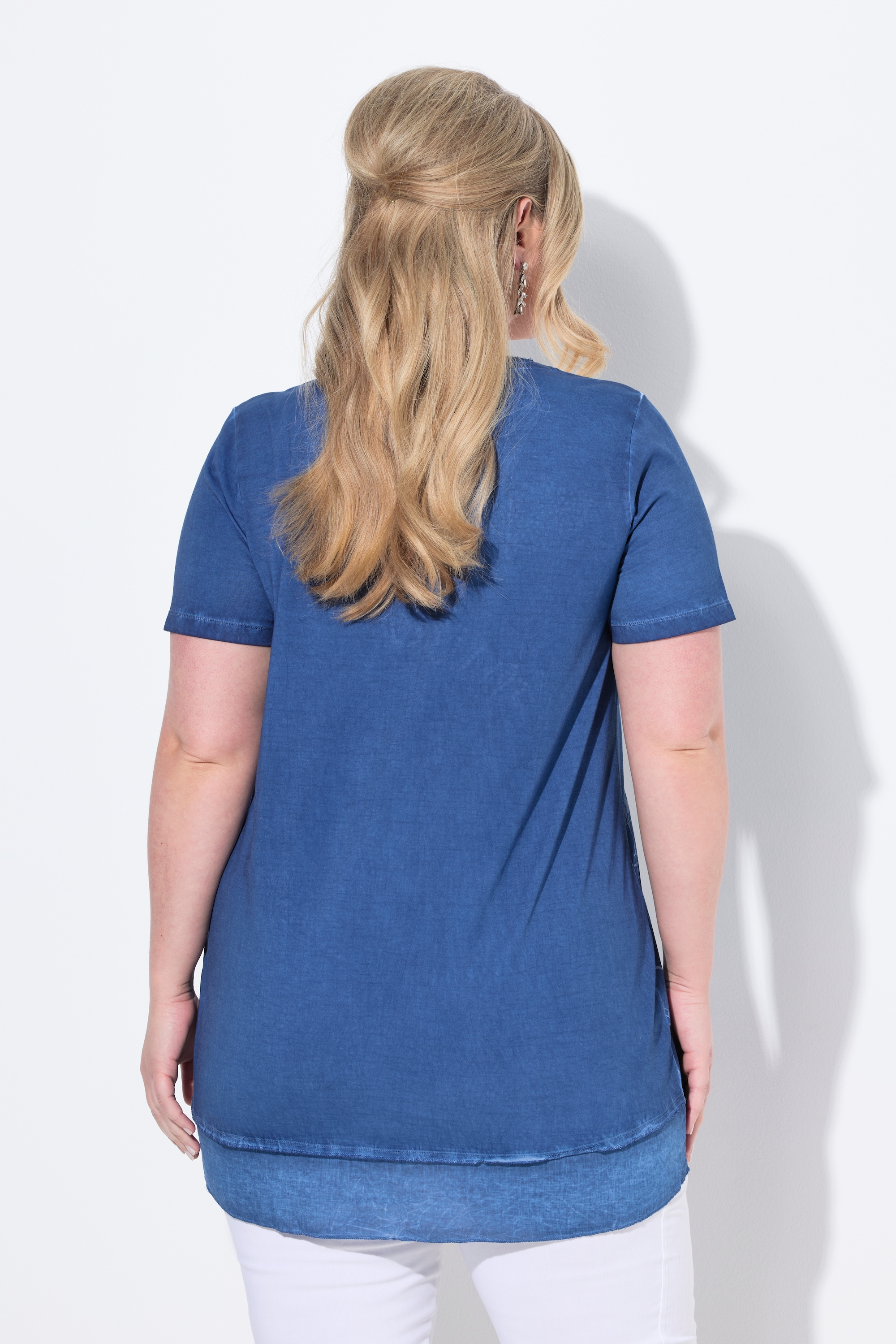 MIAMODA Damen große Größen T Shirt floraler Druck Saum hinten länger 841754
