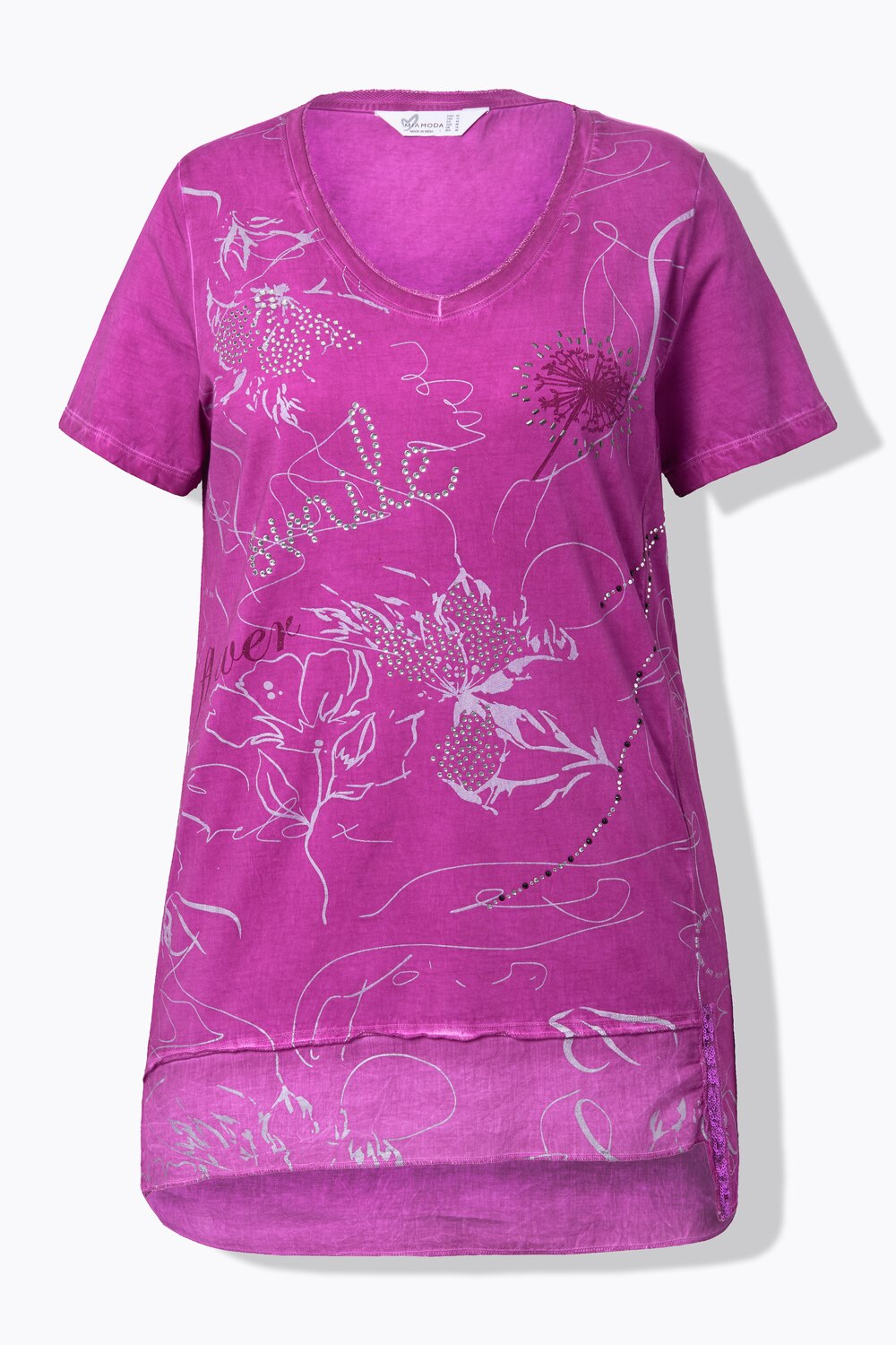 Stora storlekar T-shirt, Dam, lila, storlek: 42, Bomull, Mia Moda