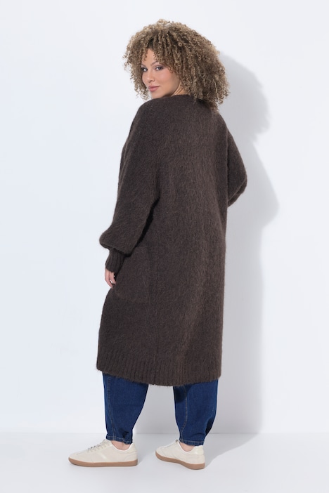 Cardigan long extrêmement doux, manches longues et coupe ouverte