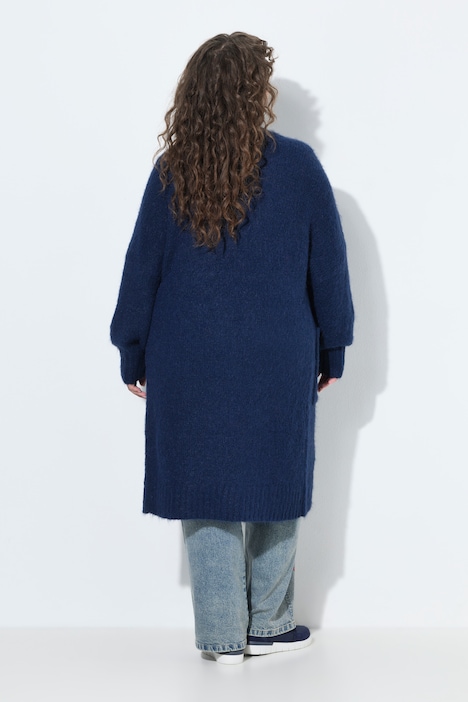 Long-Strickjacke, kuschelweich, offene Form, Langarm